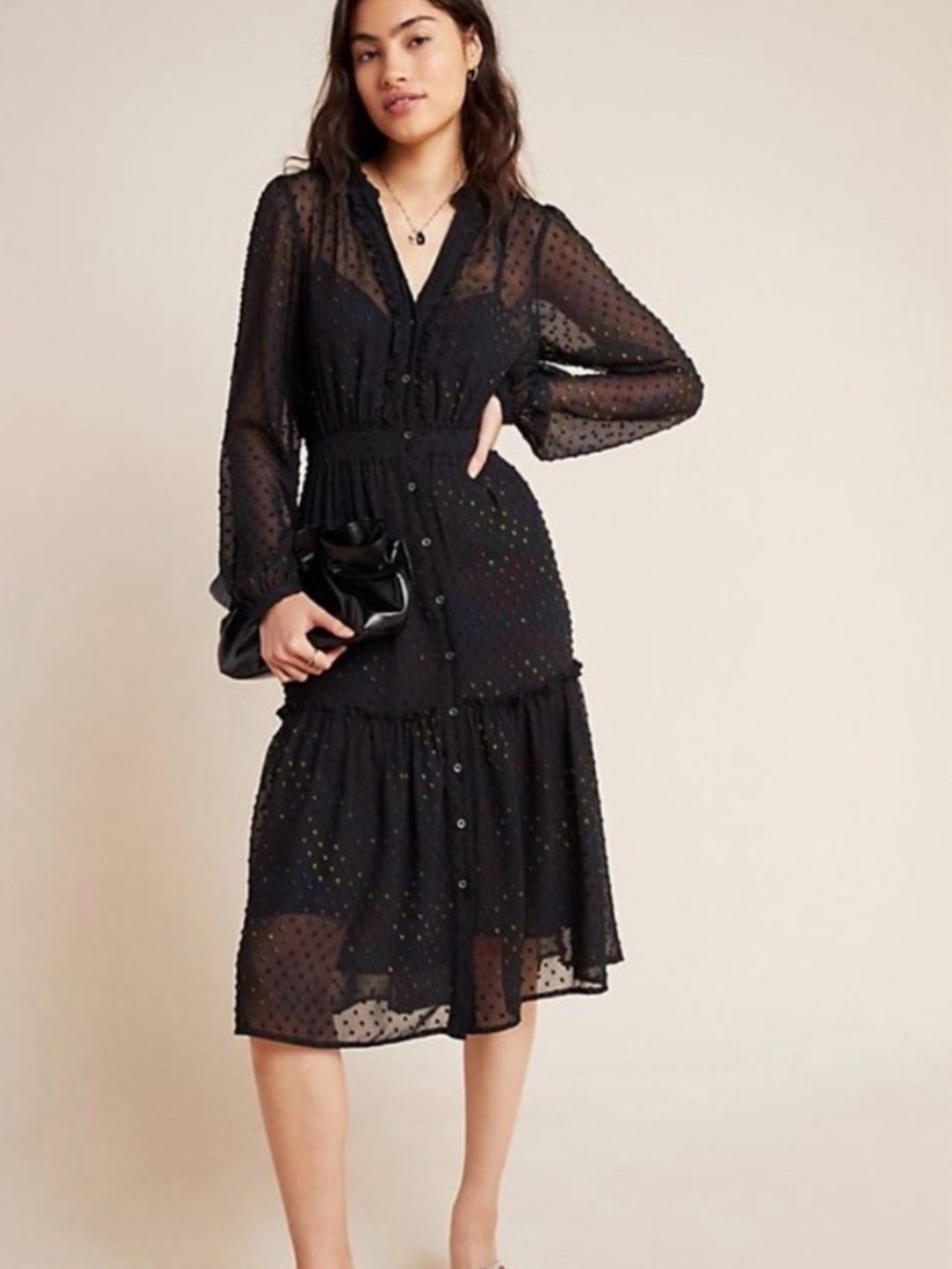 Anthropologie Audrey clip dot shirt dress